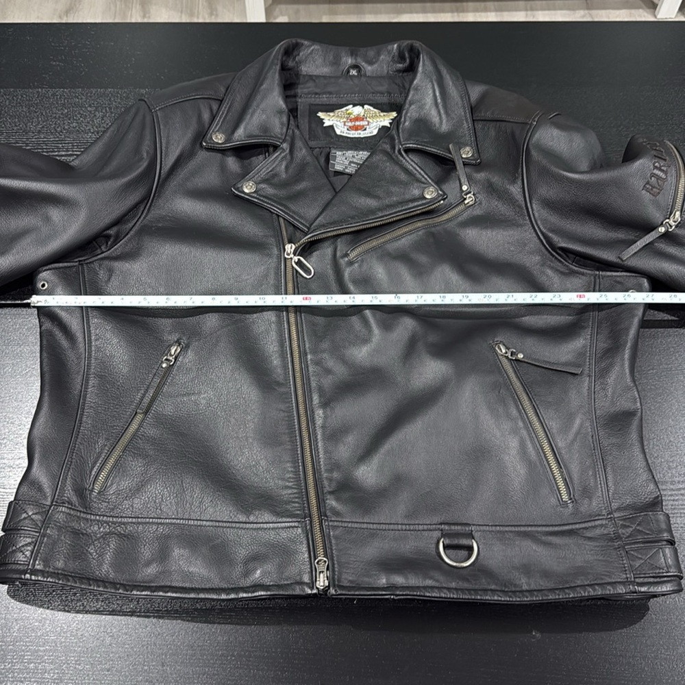 Harley-Davidson Vintage Heavy Leather Embroidered Riding Jacket with Armor - 2XL - Picture 13 of 13